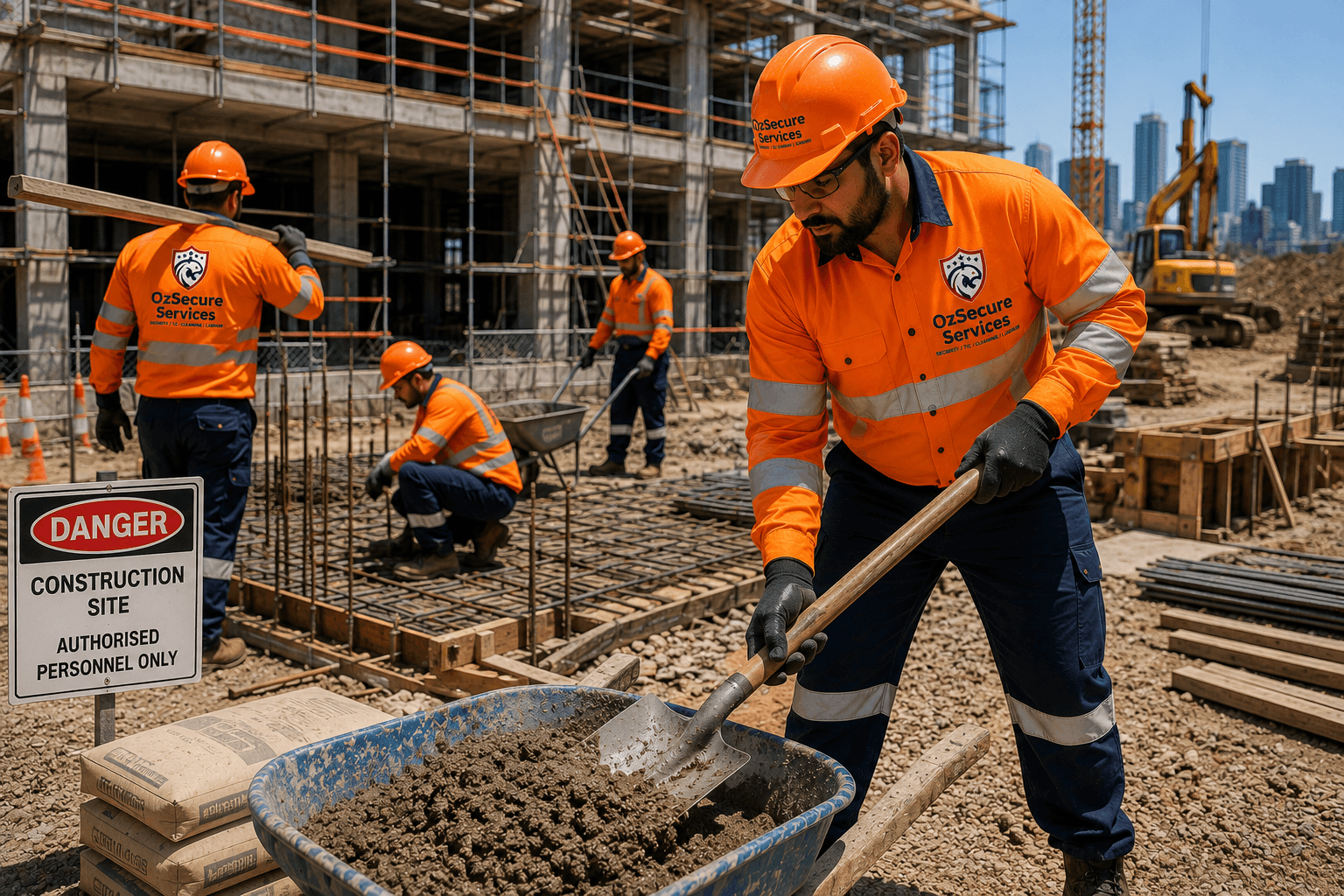 Inducted labour-hire crew on a construction site